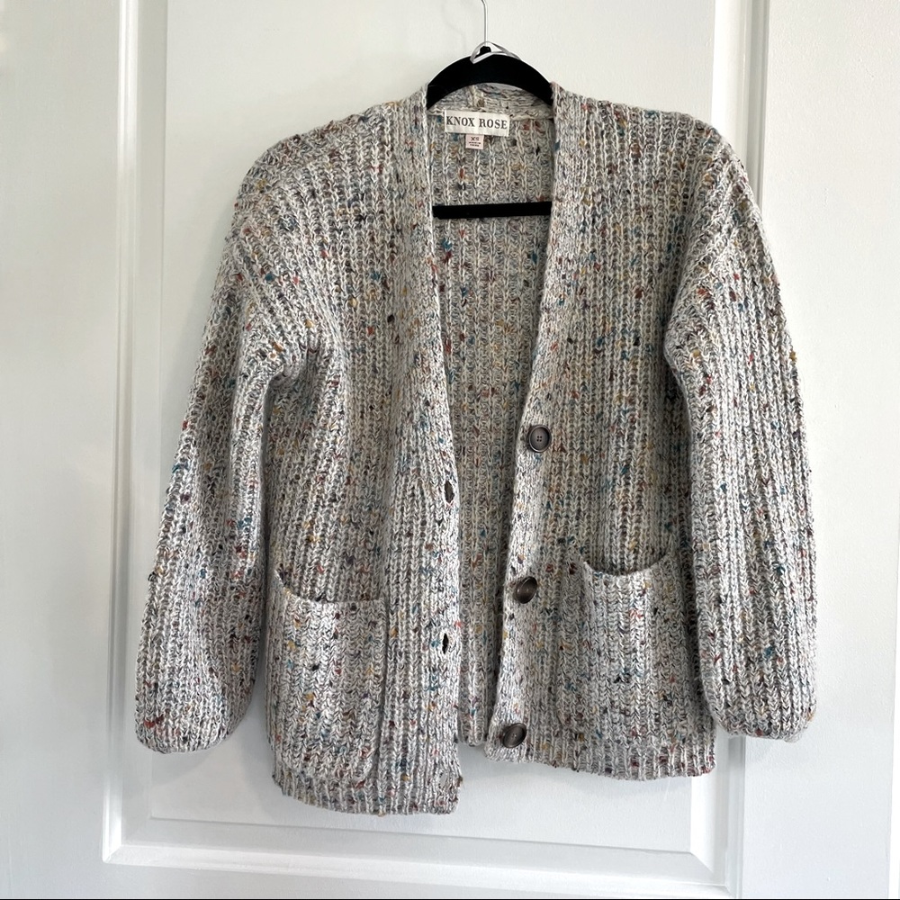 Knox Rose Gray Button Up Knit Cardigan